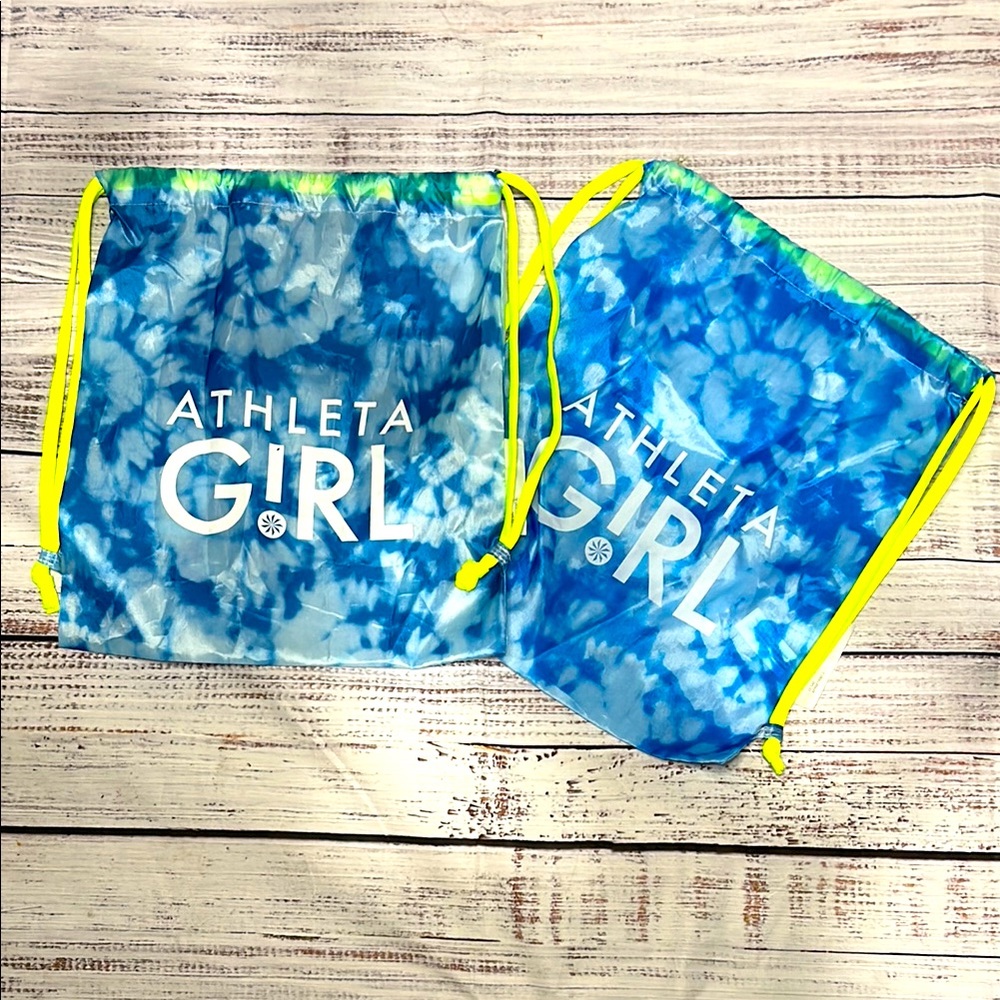 Athleta Girl Blue Tie-Dye Drawstring Bags Bundle of (2)